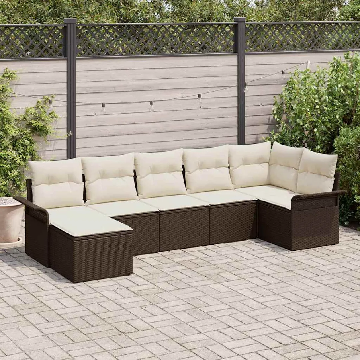 vidaXL Ensemble de canapé de jardin 7 pcs Marron polyrotin