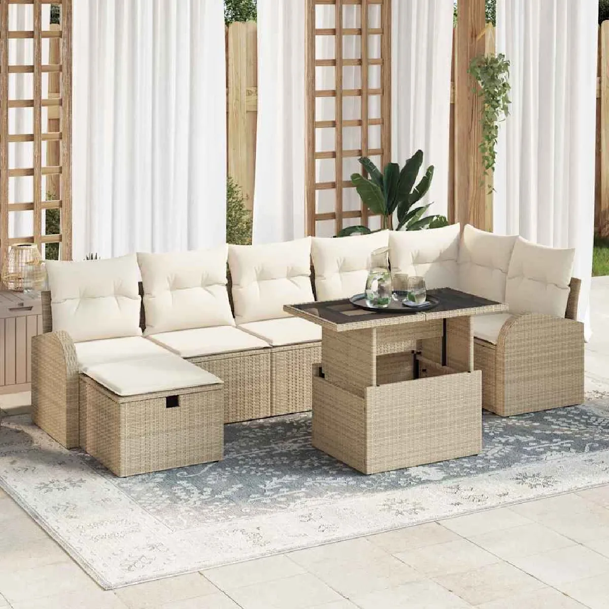 vidaXL Ensemble de canapé de jardin 8 pcs Poly rotin - vue 5