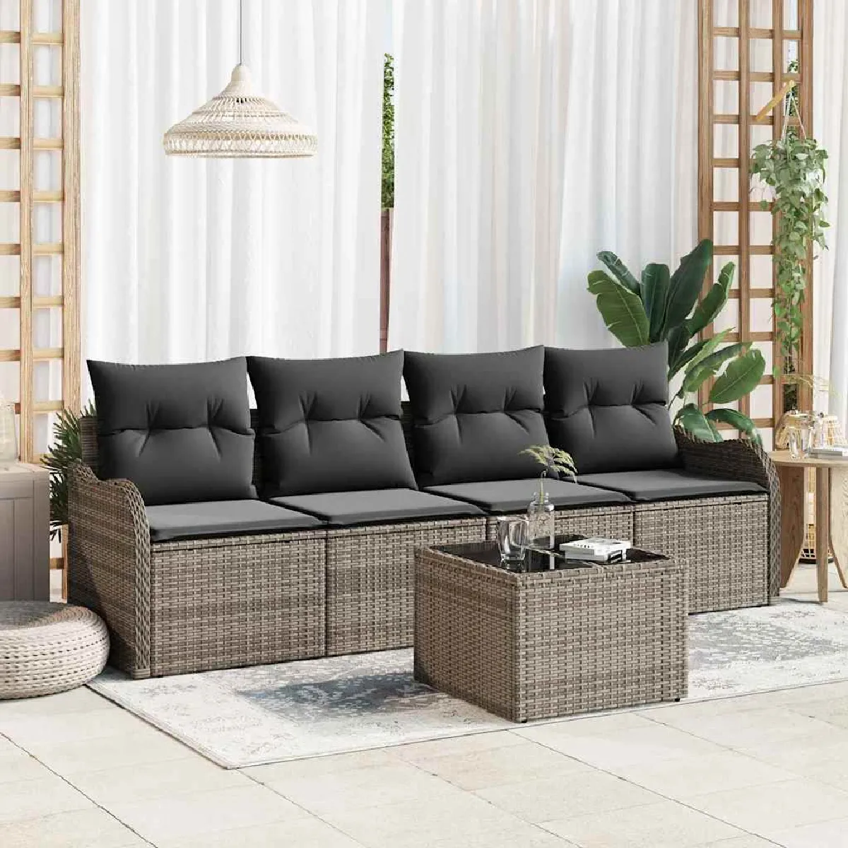 vidaXL Ensemble de canapé de jardin avec coussin 5 pcs - vue 4