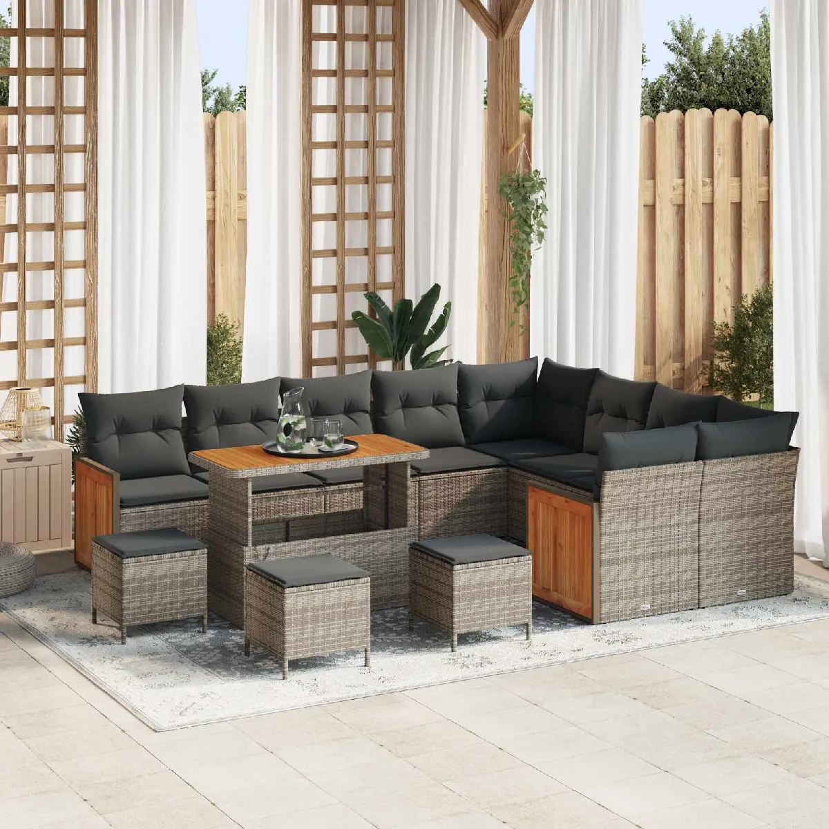 vidaXL Ensemble de canapé de jardin 13 pcs 110 x 55 x 71 cm - vue 4
