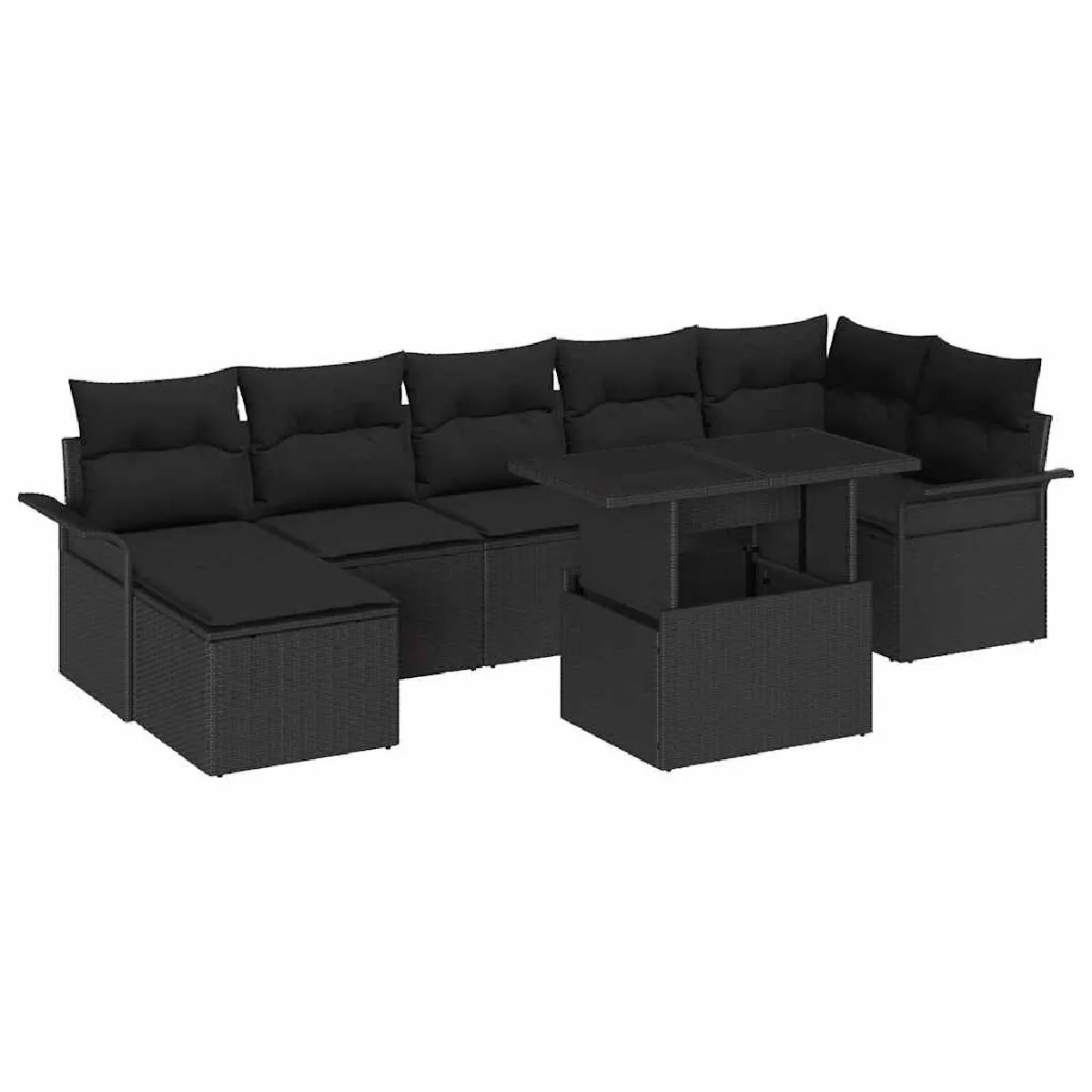 Ensemble de Canapé de Jardin vidaXL 8 Pièces avec Coussins Poly Rattan Canapé de Jardin 2 Places vidaXL avec Rangement 3357066 - vue 9