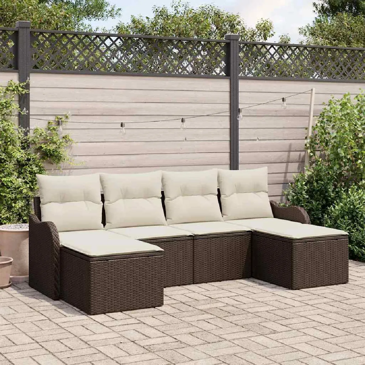 vidaXL Ensemble de canapé de jardin 6 pcs Marron Poly rotin