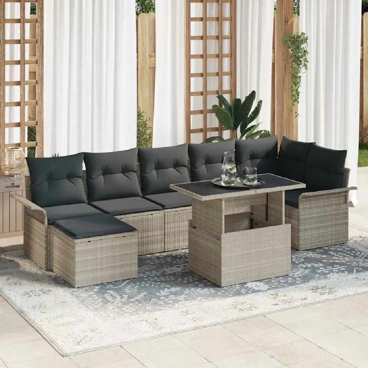 vidaXL Ensemble de canapé de jardin 8 pcs Poly rotin - vue 9