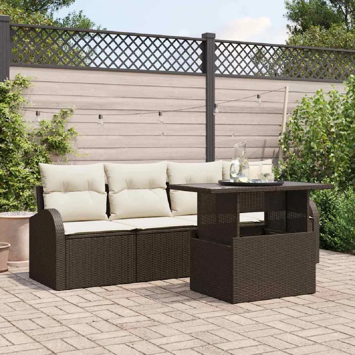 vidaXL Ensemble de canapé de jardin 5 pcs Poly Rattan - vue 8