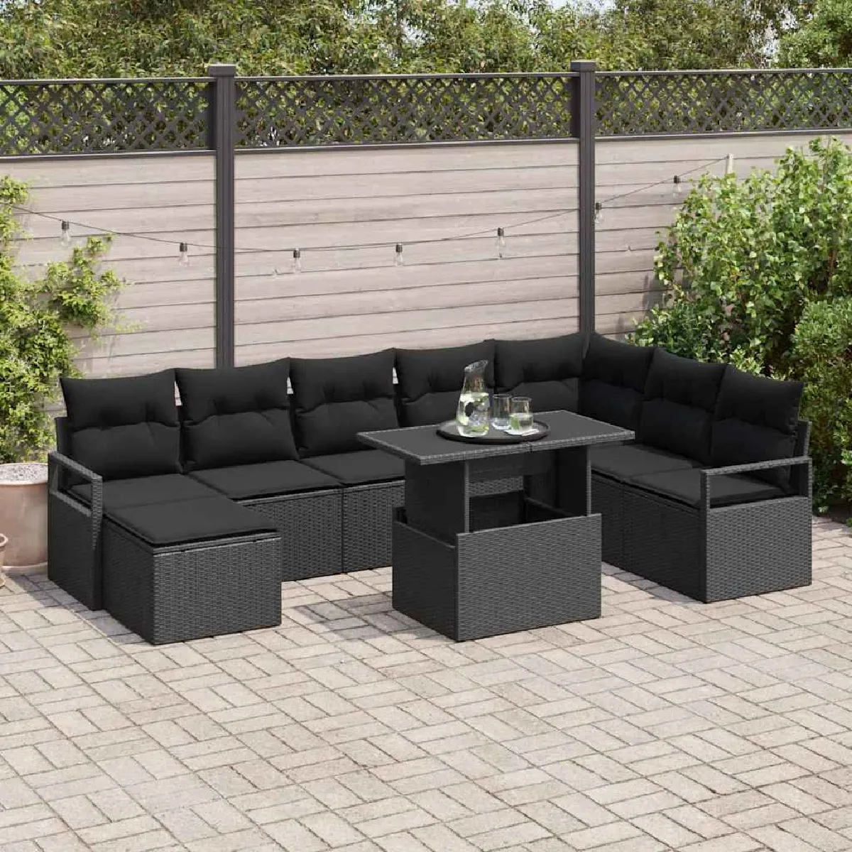 vidaXL Ensemble de canapé de jardin avec coussin 9 pcs - vue 3