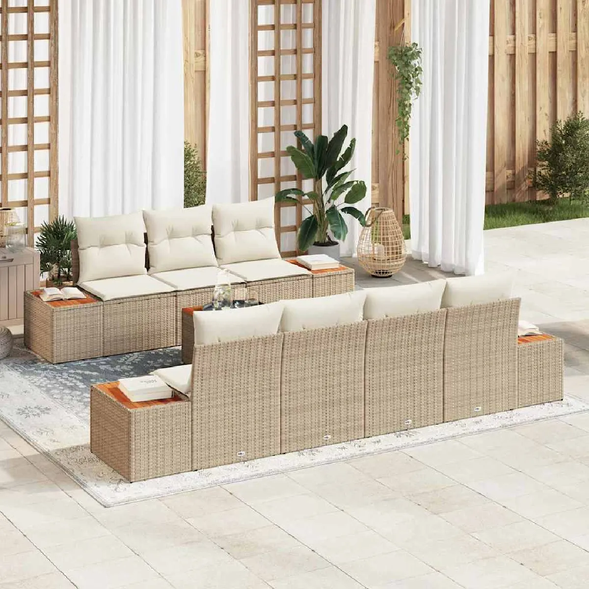 vidaXL Ensemble de canapé de jardin 8 pcs Poly rotin - vue 2
