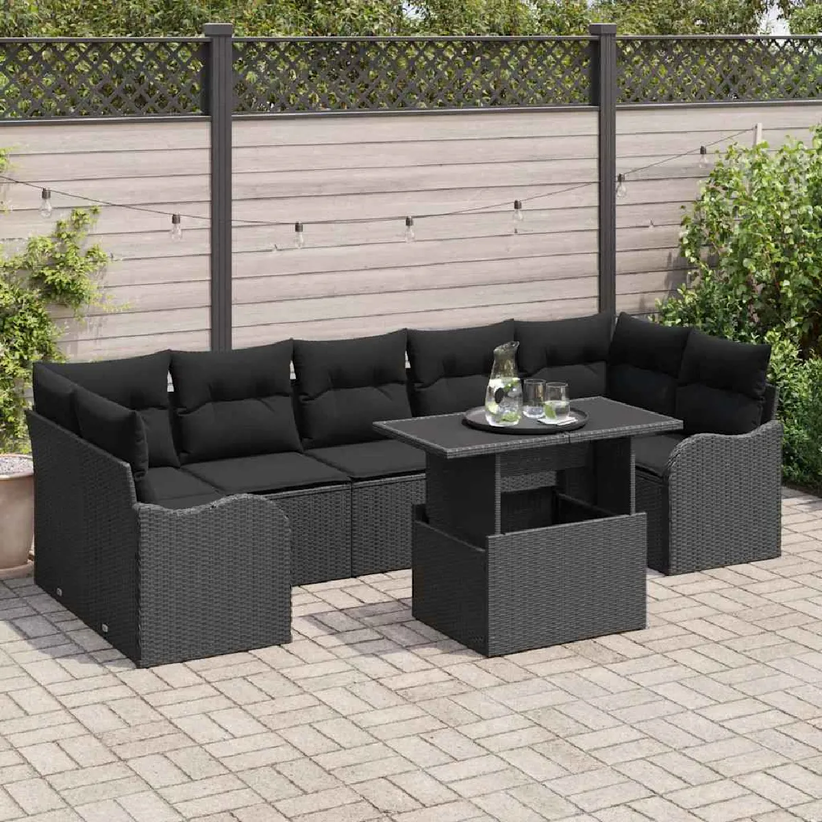 Ensemble de Canapé de Jardin 8 pièces avec Coussins Poly Rattan Canapé de Jardin 2 places avec Rangement et Coussins 3357144 - vue 5