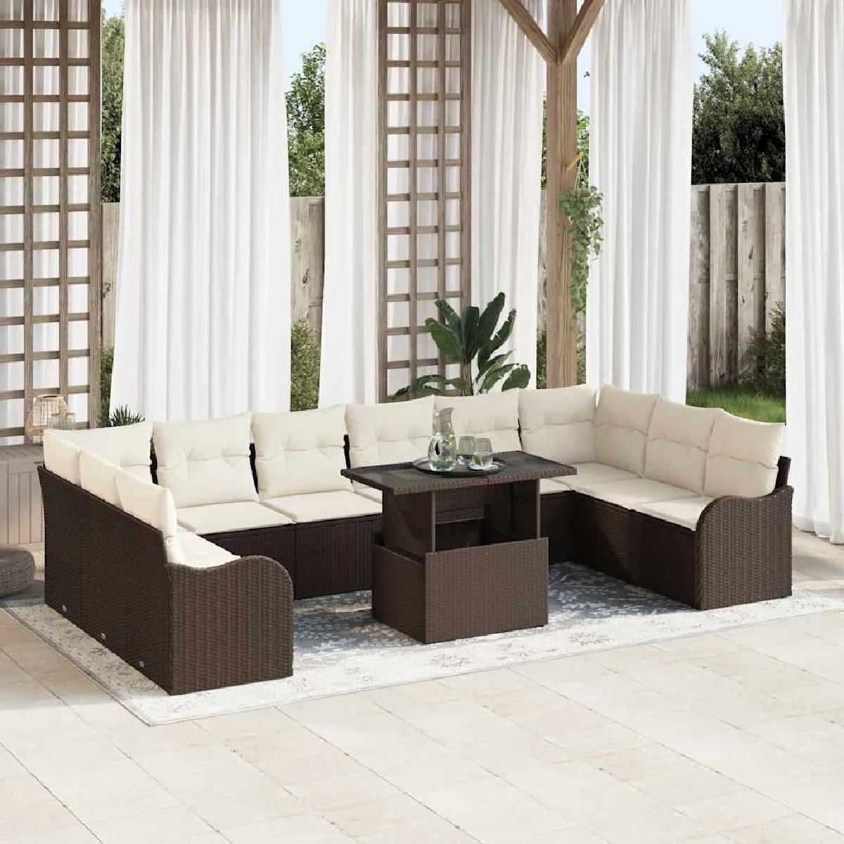 vidaXL Ensemble de canapé de jardin 11 pcs Poly Rattan - vue 4