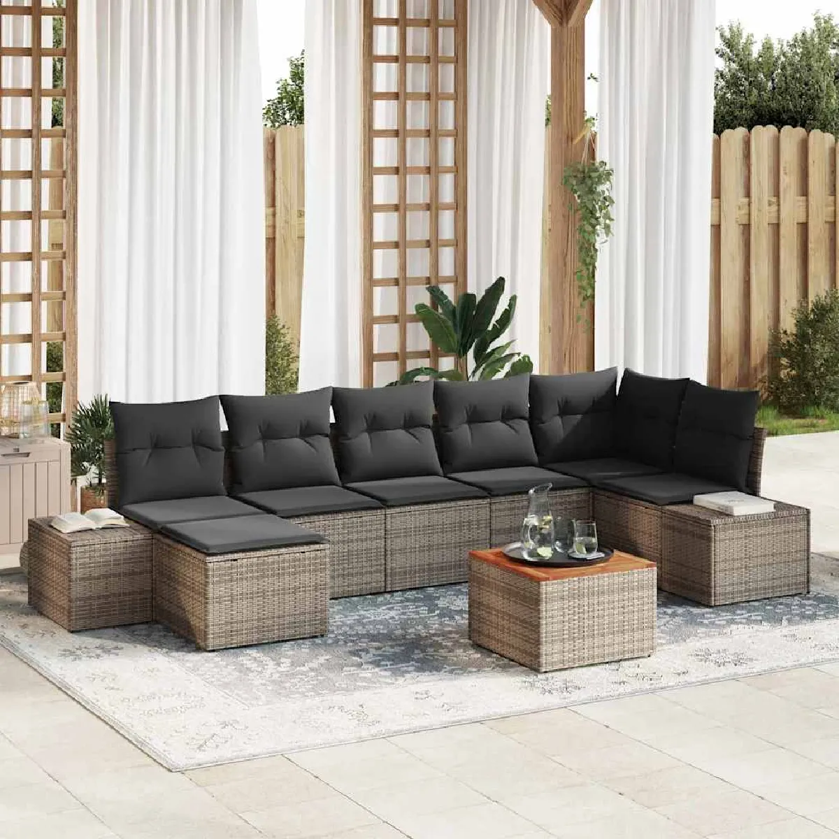 vidaXL Ensemble de canapé de jardin 8 pcs - vue 4