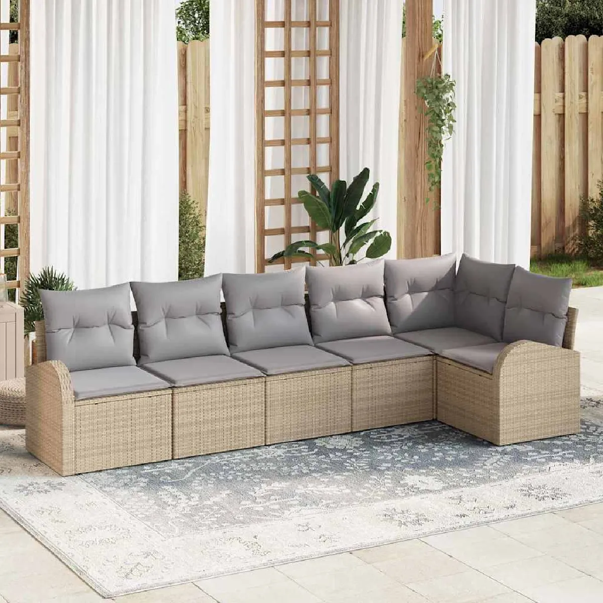 vidaXL Ensemble de canapé de jardin 6 pcs Beige et Gris clair
