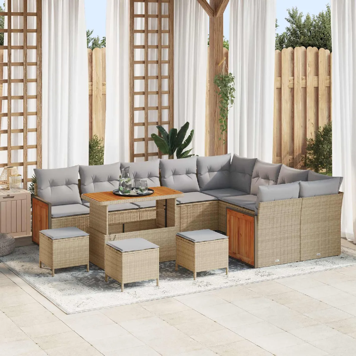 vidaXL Ensemble de canapé de jardin 13 pcs Beige et Gris clair