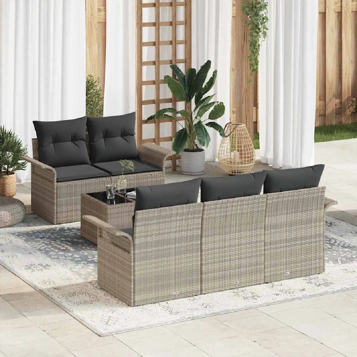 vidaXL Ensemble de canapé de jardin 6 pcs et - vue 3