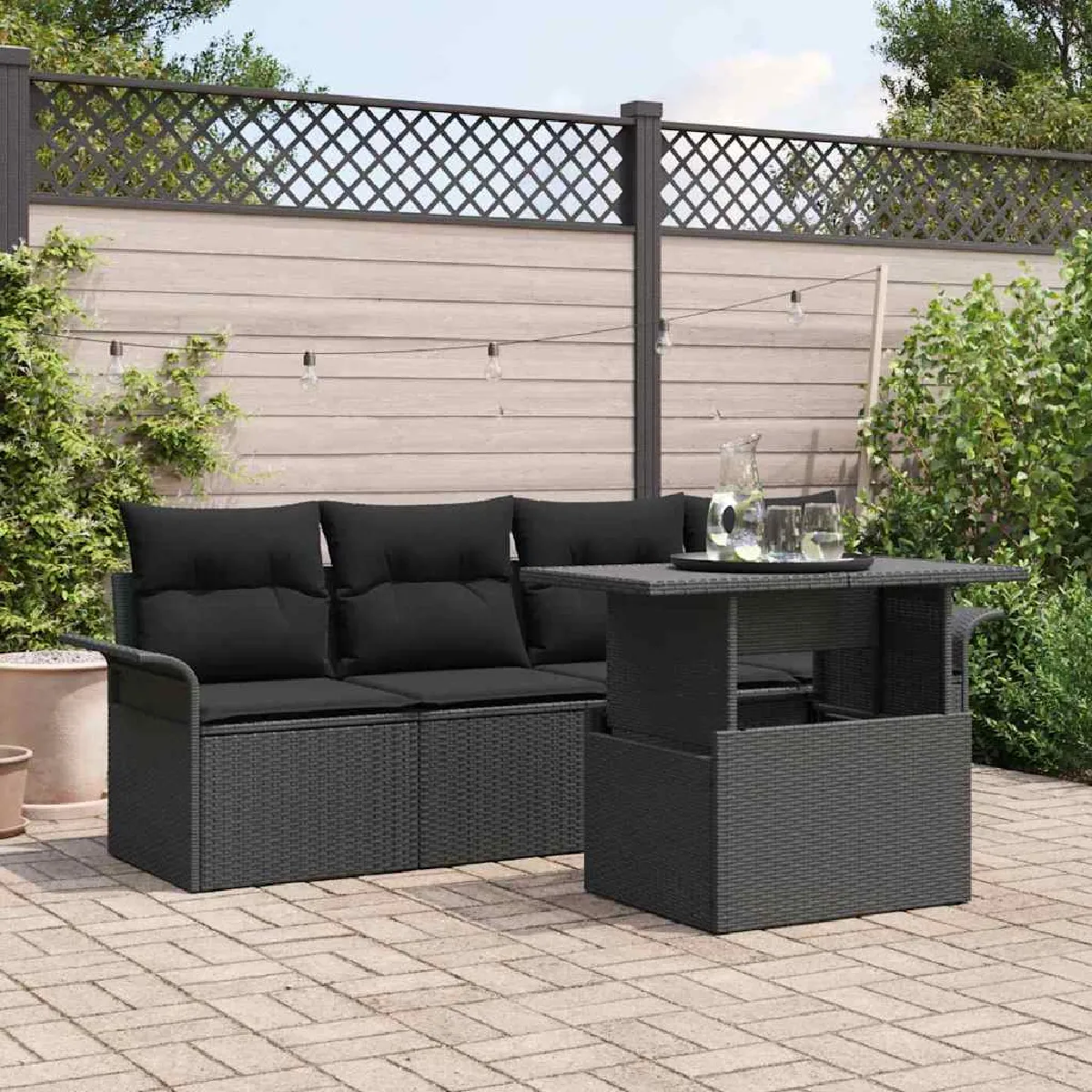 vidaXL Ensemble de canapé de jardin 5 pcs Poly Rattan - vue 6