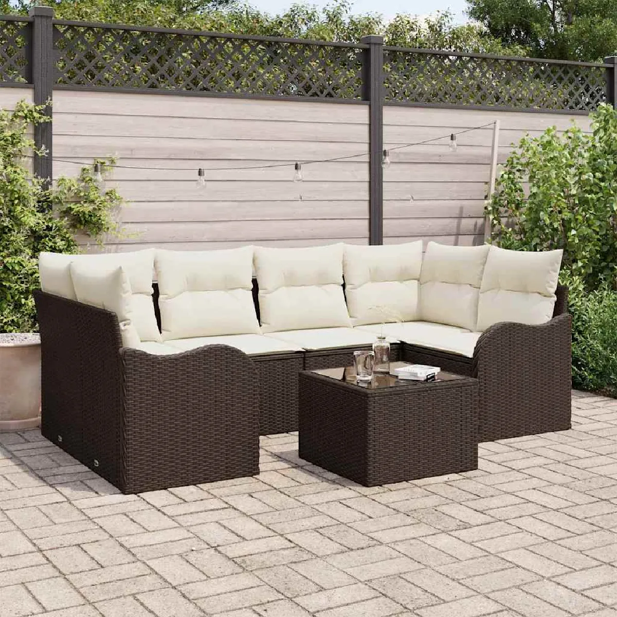 vidaXL Ensemble de canapé de jardin Marron 55 x 55 x 37 cm polyrotin