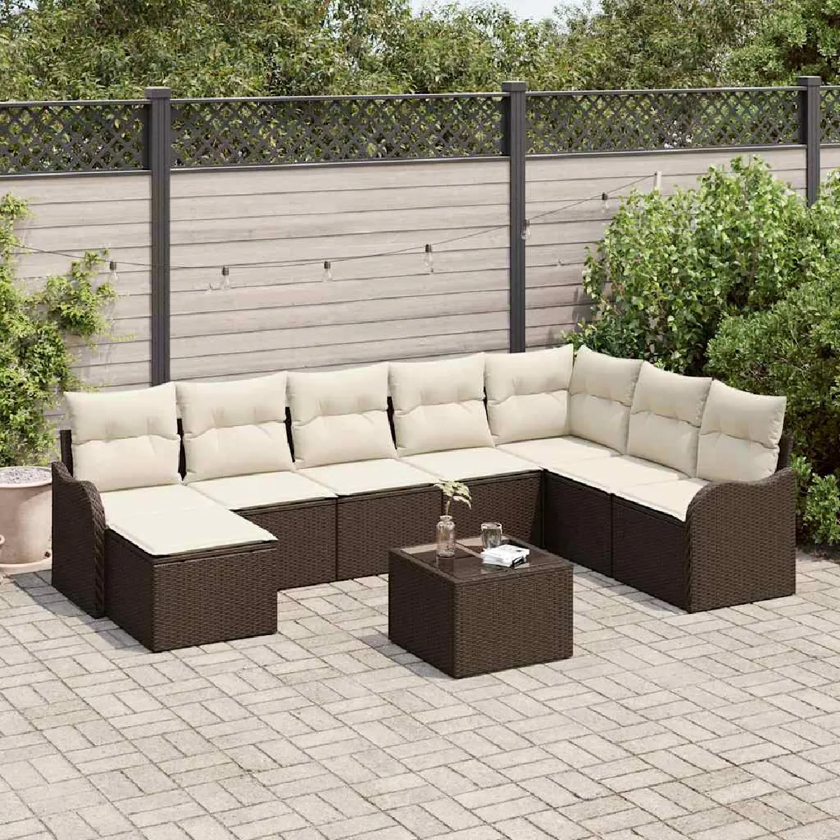 vidaXL Ensemble de canapé de jardin 9 pcs et Poly rotin - vue 7