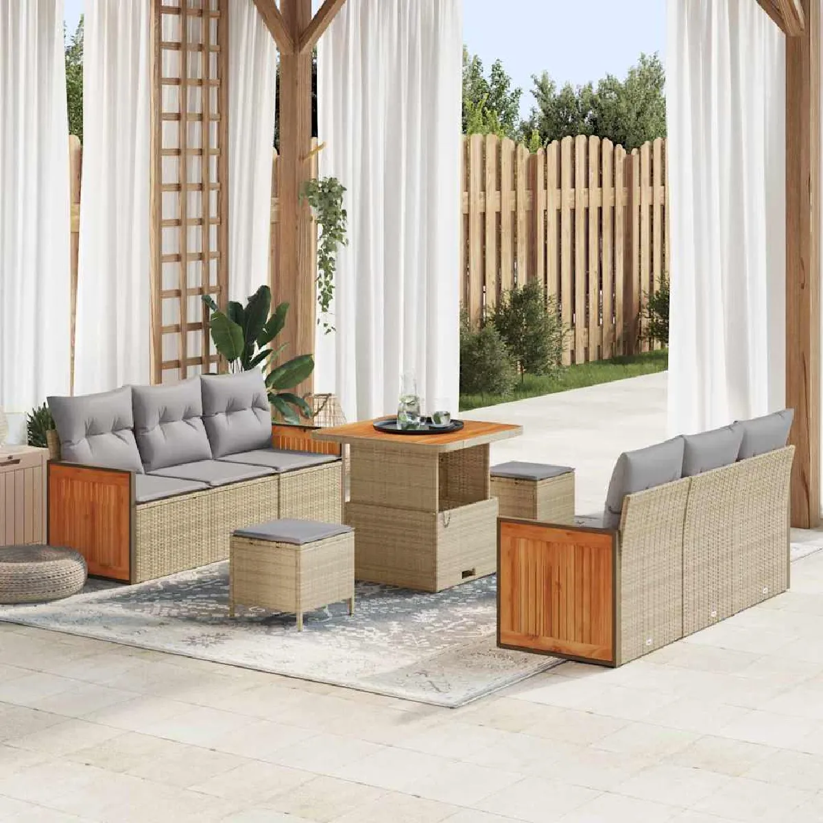 vidaXL Ensemble de canapé de jardin 11 pcs Beige et Gris clair