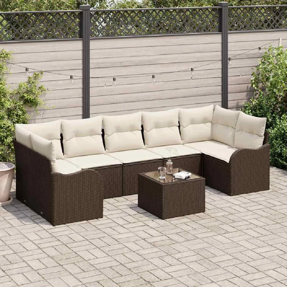 vidaXL Ensemble de canapé de jardin Marron 55 x 55 x 37 cm polyrotin