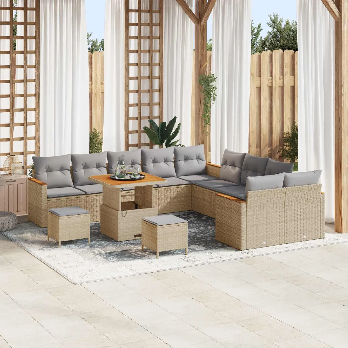 vidaXL Ensemble de canapé de jardin 13 pcs polyrotin - vue 10