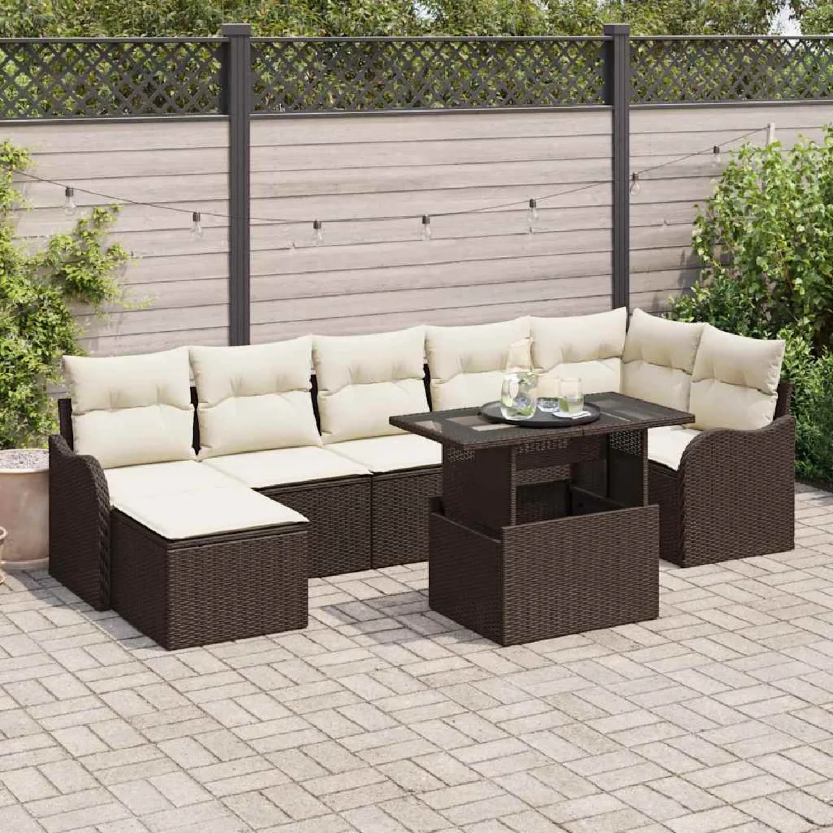 vidaXL Ensemble de canapé de jardin 8 pcs Marron Poly rotin