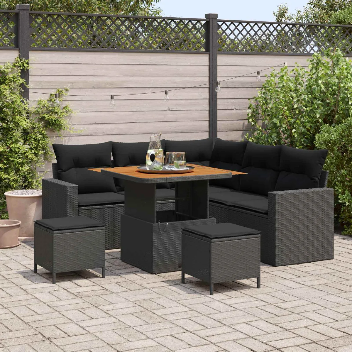 vidaXL - Ensemble de canapés de jardin - Rotin - 8 pièces - Noir - Image 2