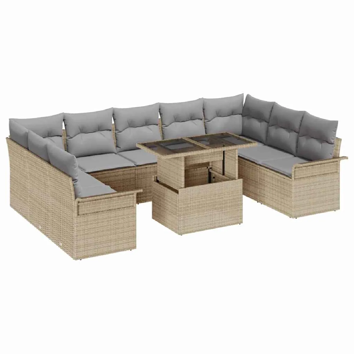 vidaXL Ensemble de canapé de jardin 10 pcs Poly Rattan - vue 3