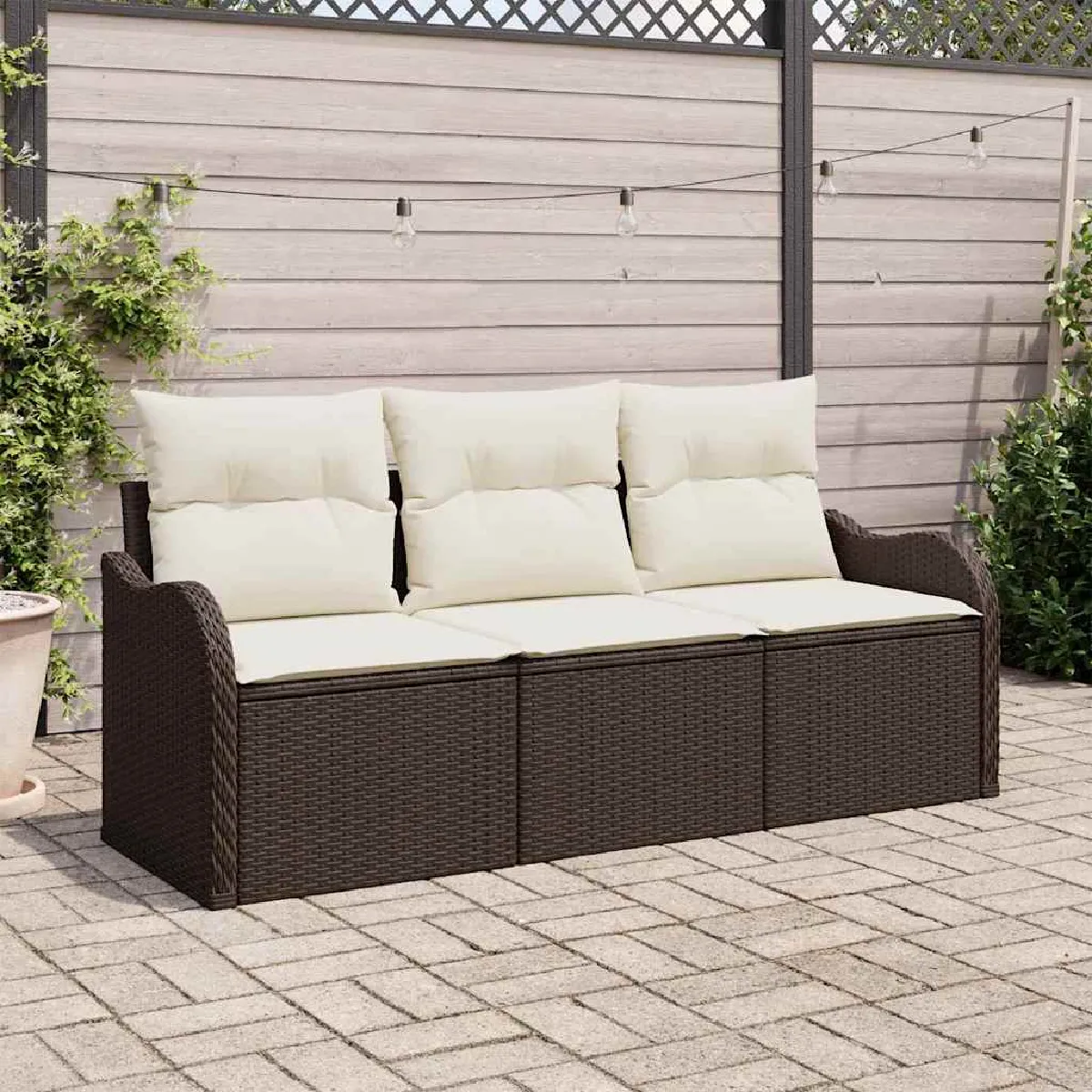 vidaXL Ensemble de canapé de jardin 3 pcs Poly rotin - vue 4