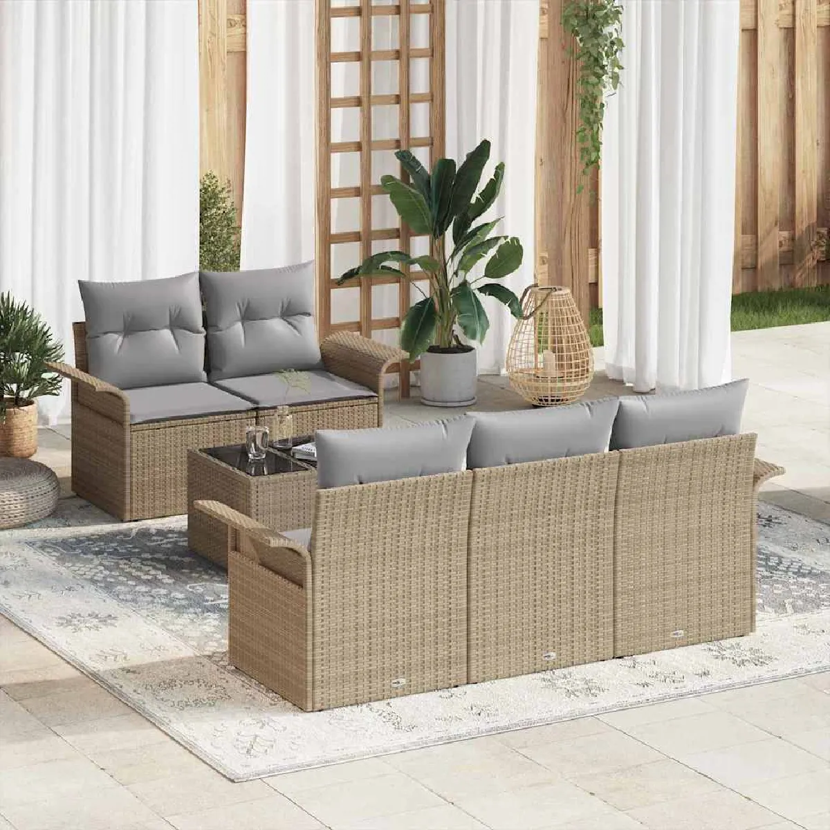 vidaXL Ensemble de canapé de jardin avec coussin 6 pcs et - vue 3
