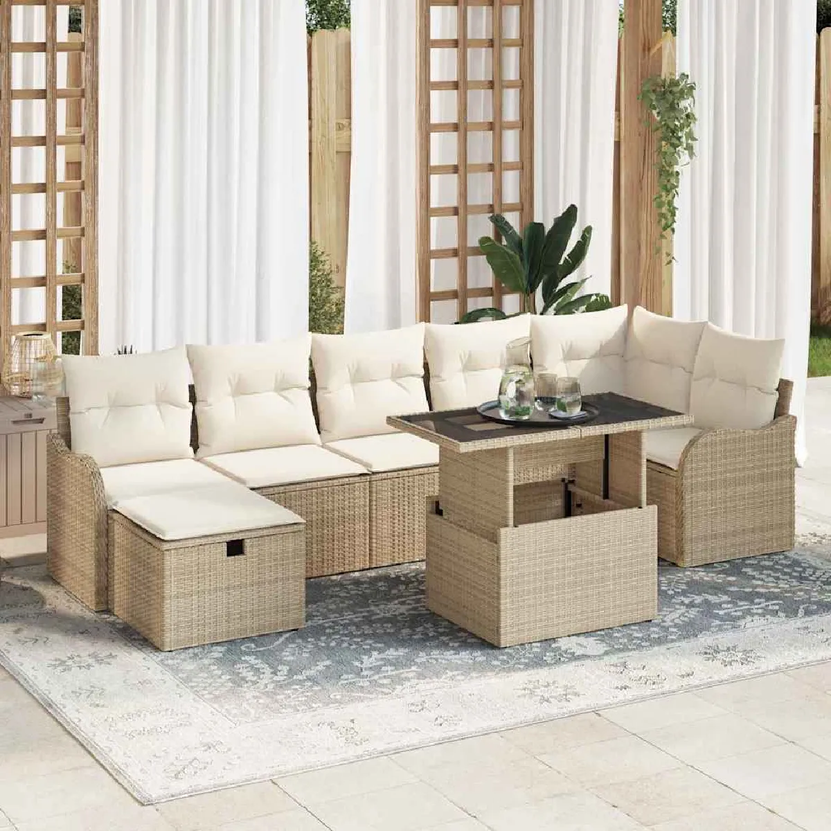 vidaXL Ensemble de canapé de jardin 8 pcs Poly rotin - vue 7