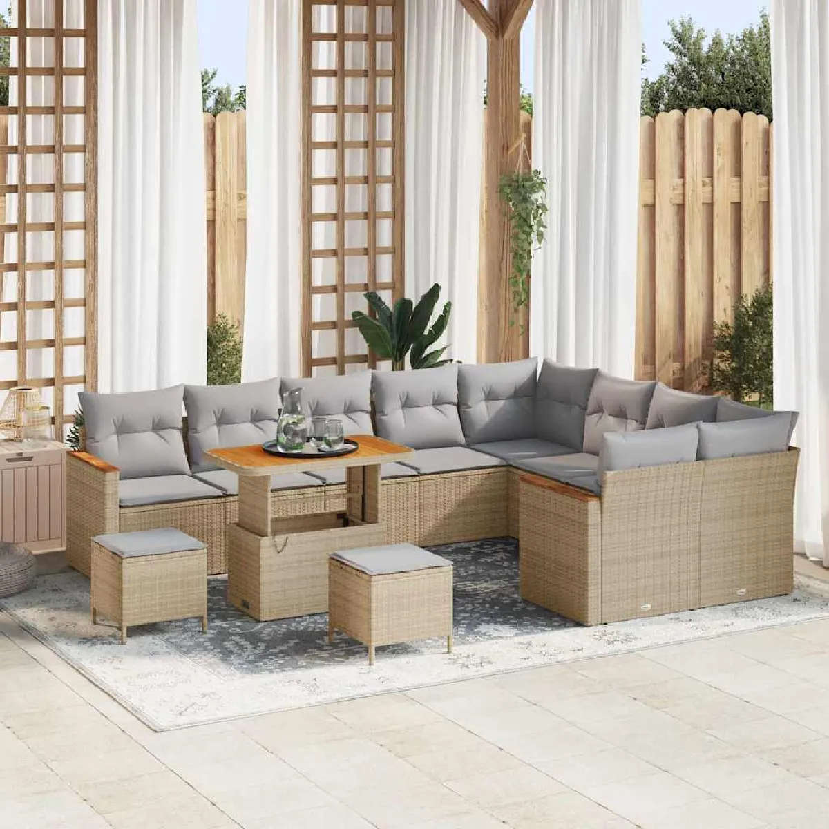 vidaXL Ensemble de canapé de jardin 12 pcs Poly Rattan - vue 4
