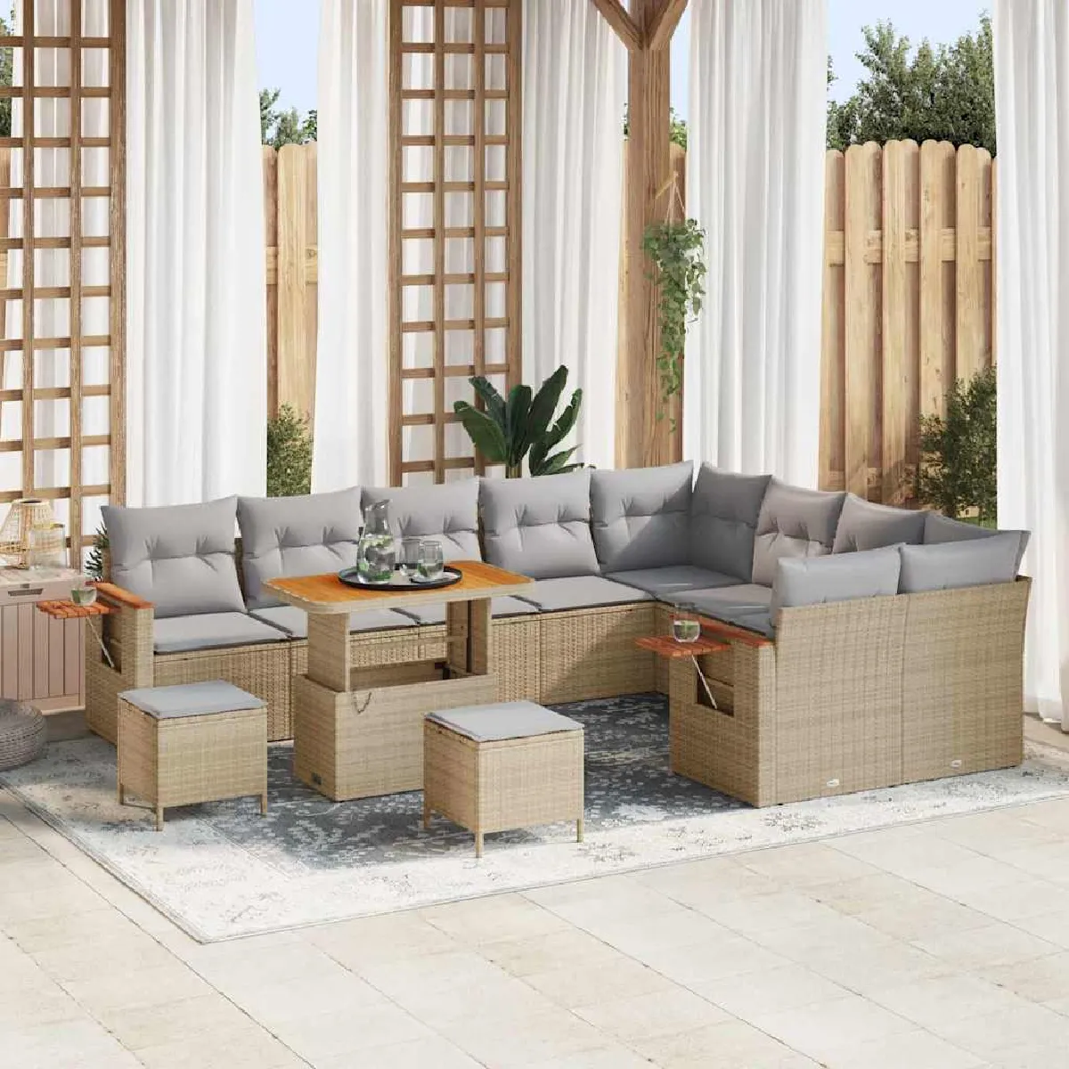 vidaXL Ensemble de canapé de jardin 12 pcs beige et gris clair