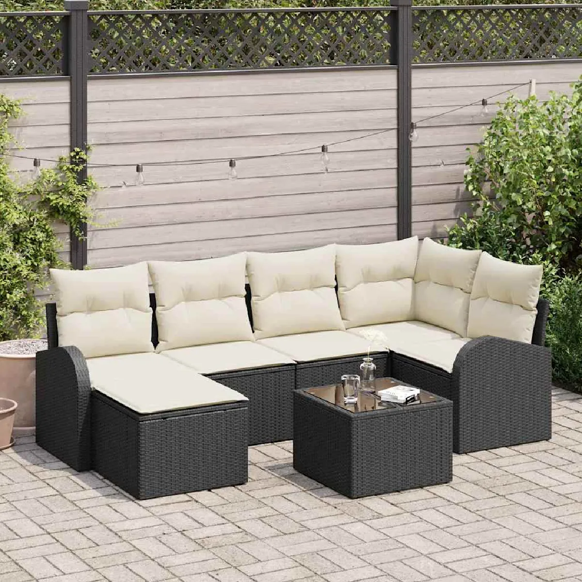 vidaXL Ensemble de canapé de jardin 7 pcs polyrotin - vue 2