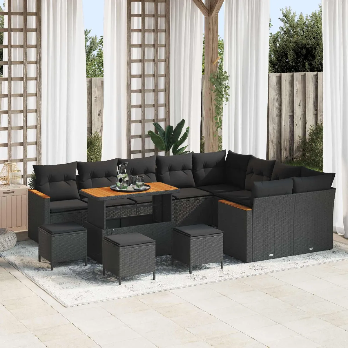 vidaXL Ensemble de canapé de jardin 13 pcs Poly Rattan - vue 5