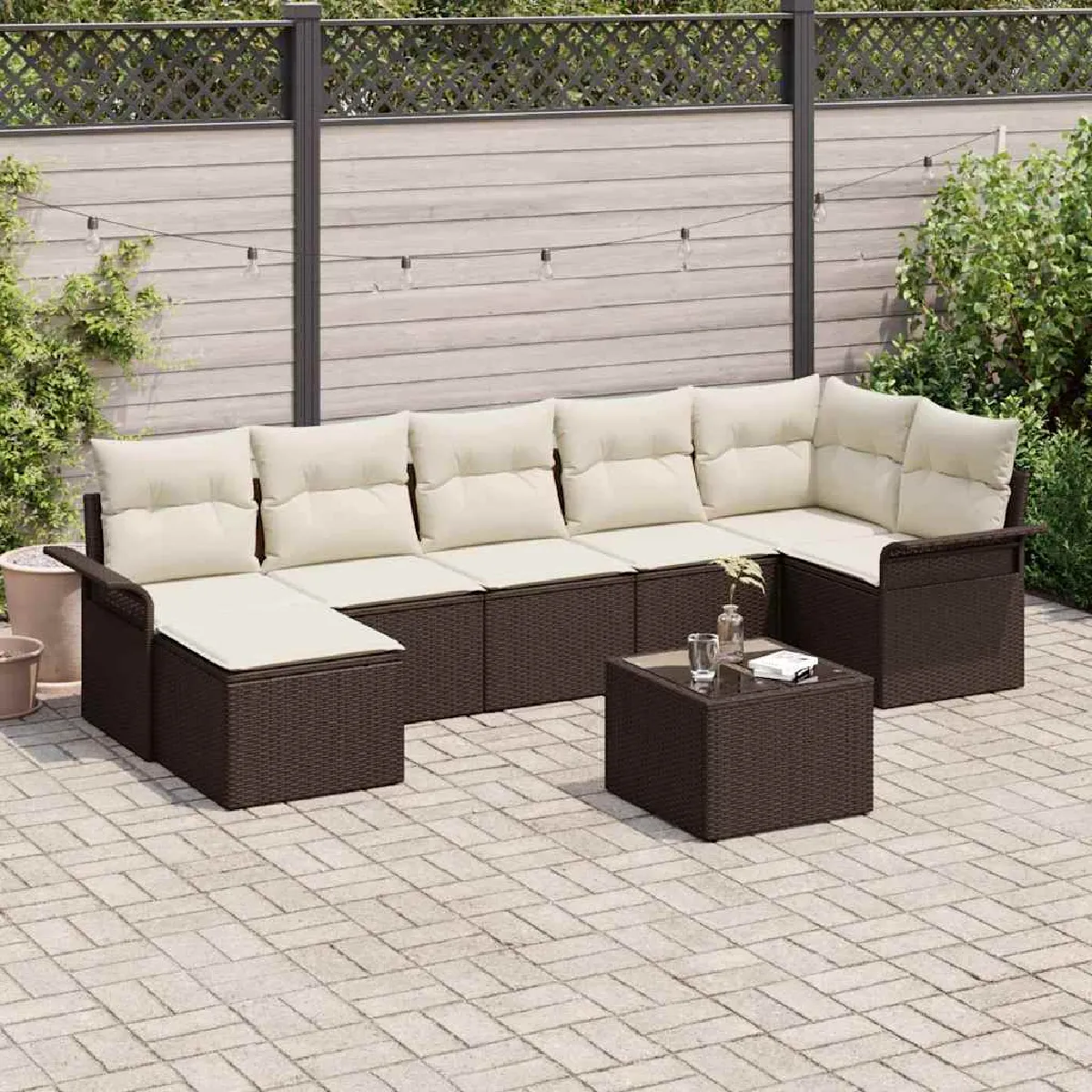 vidaXL Ensemble de canapé de jardin 8 pcs Marron Poly rotin