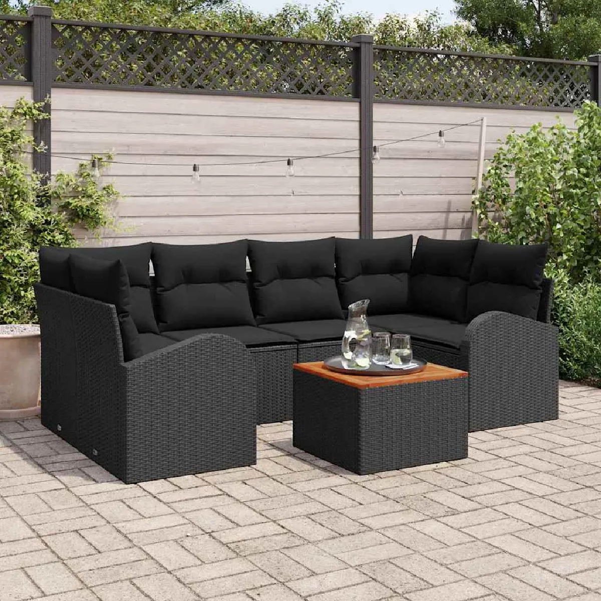 Non Communiqué Gris Ensembles Canapes. Fauteuils Et Tables De Jardin Vidaxl Rotin Noir 7 Pieces - Image 3