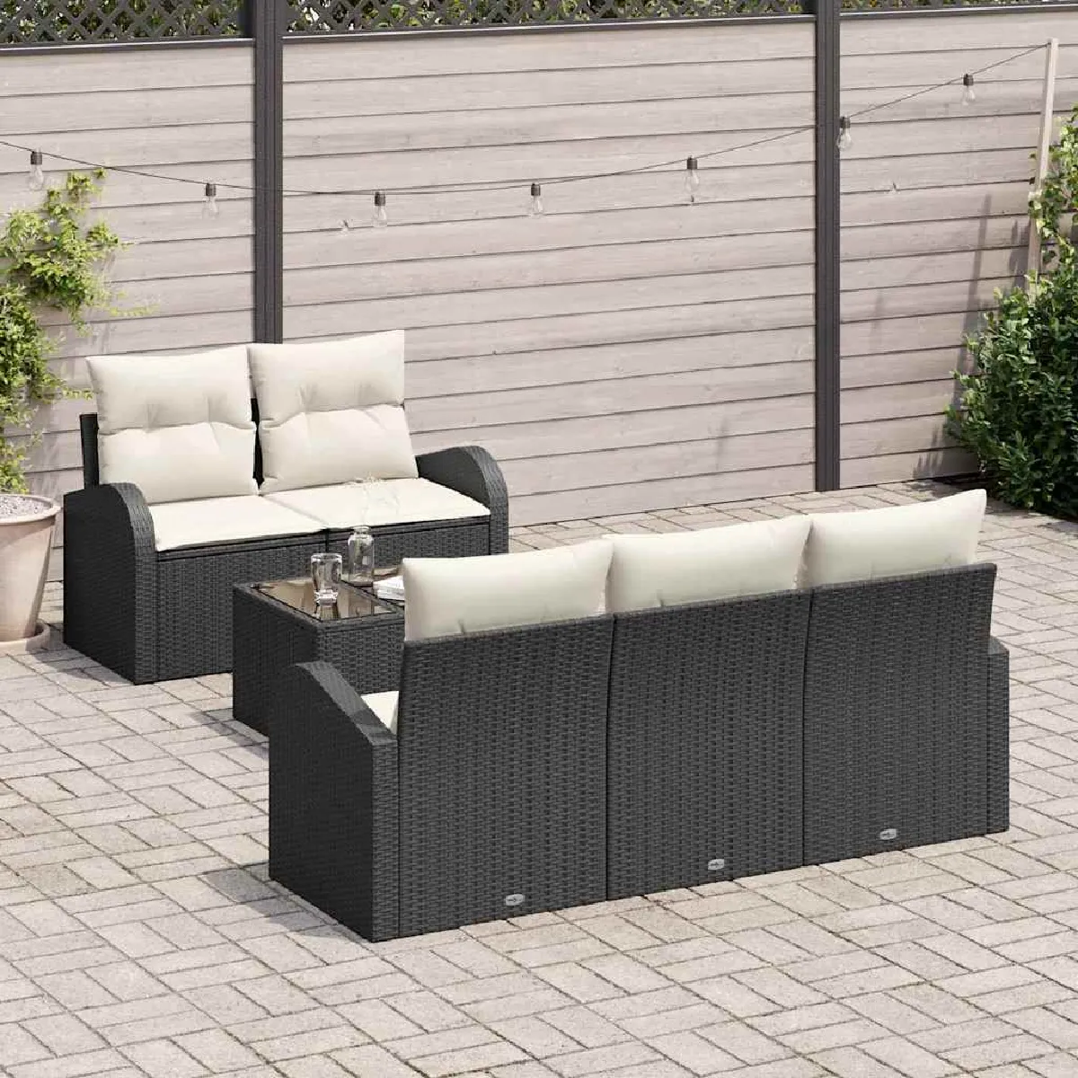 vidaXL Ensemble de canapé de jardin avec coussin 6 pcs et crème - vue 10