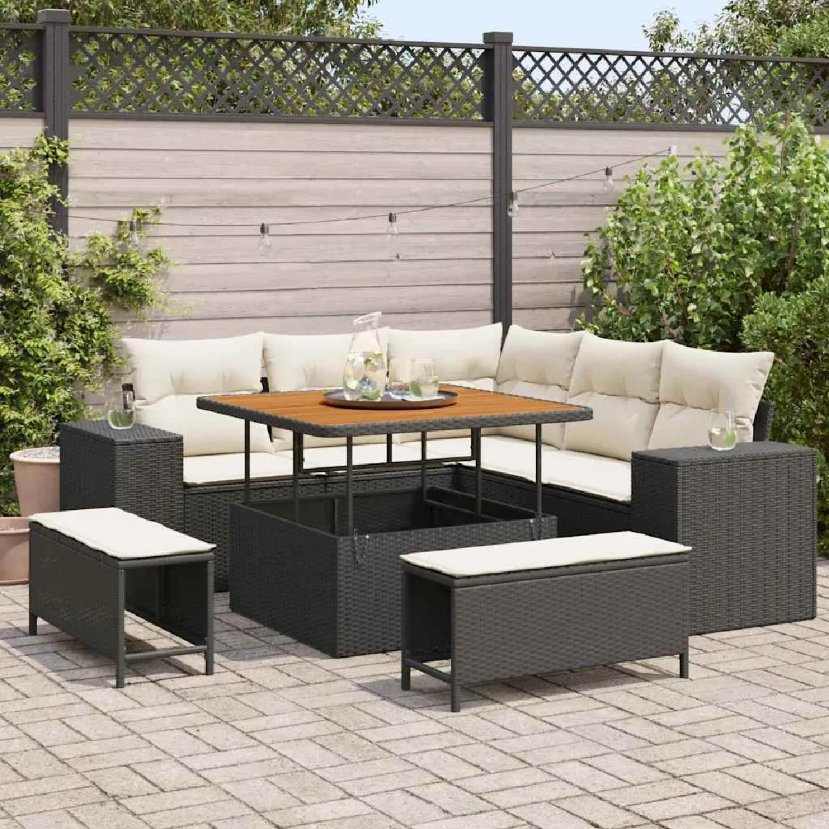 vidaXL Ensemble de canapé de jardin avec coussin 8 pcs et Crème - vue 6