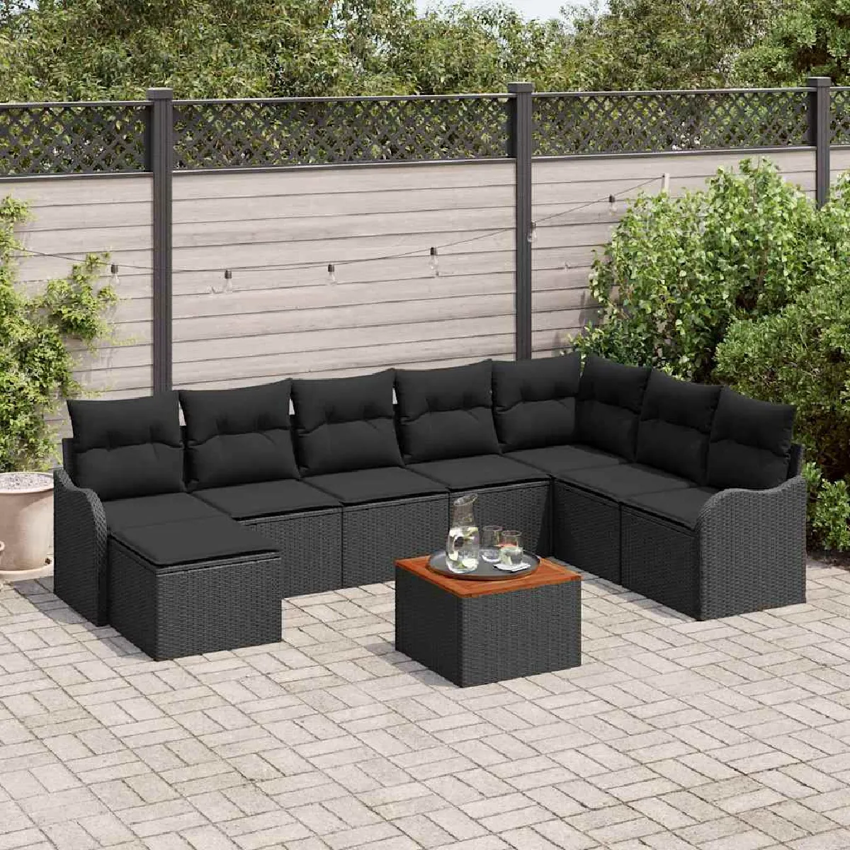 vidaXL Ensemble de canapé de jardin avec coussin 9 pcs polyrotin - vue 6