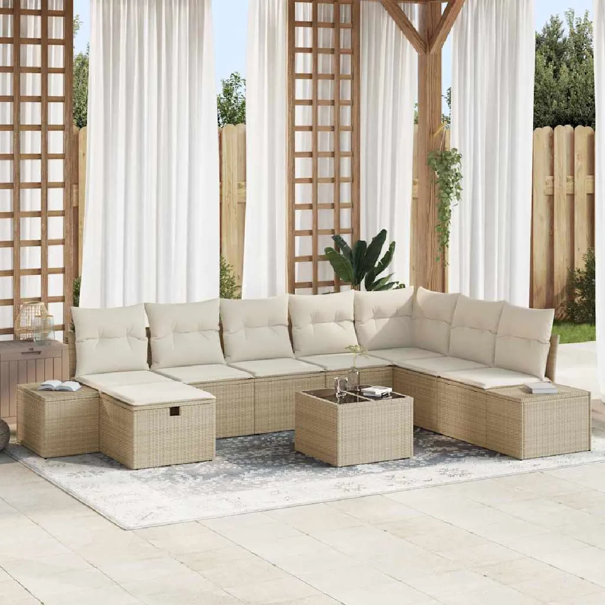 vidaXL Ensemble de canapé de jardin 9 pcs 55 x 62 x 69 cm - vue 2