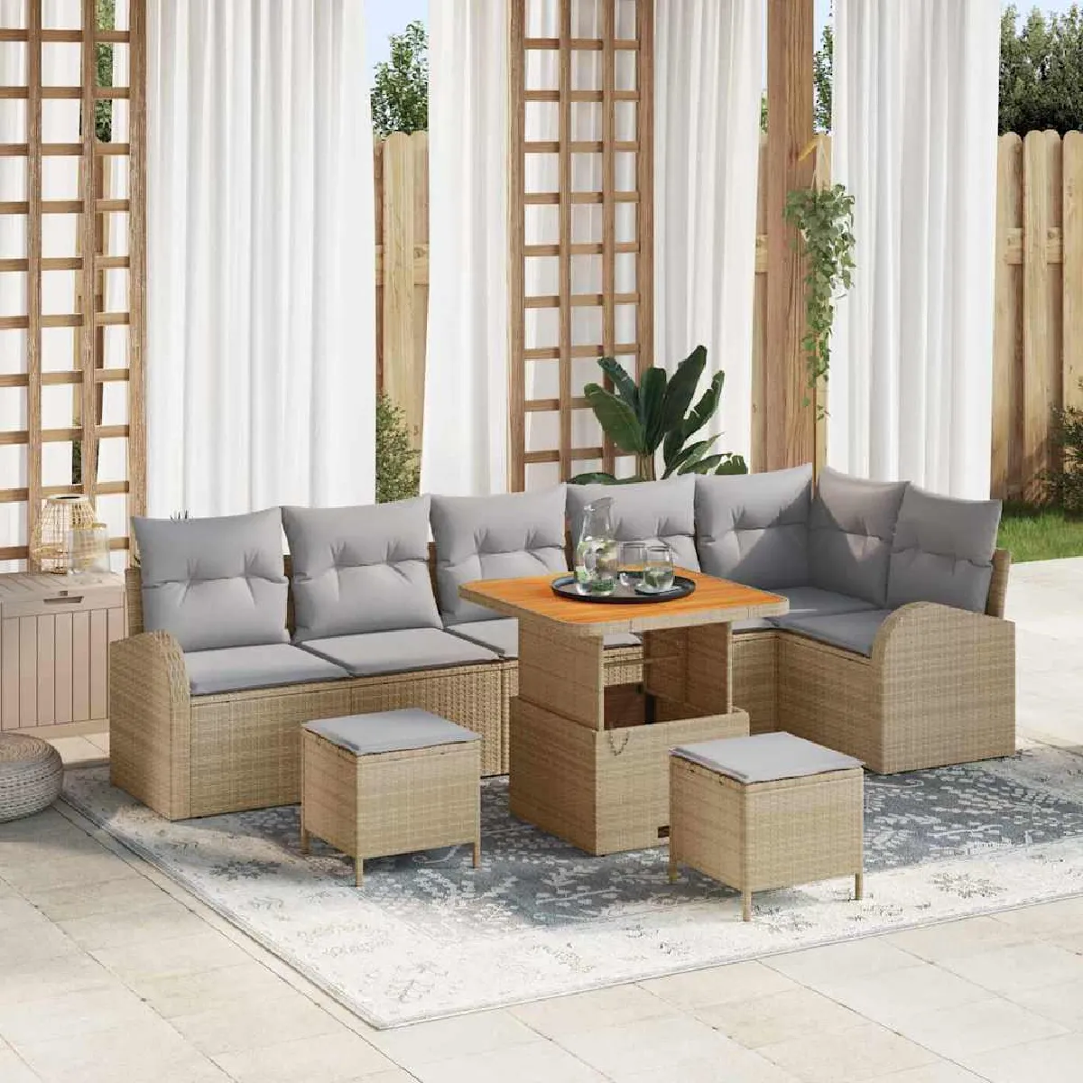 vidaXL Ensemble de canapé de jardin 9 pcs Poly rotin
