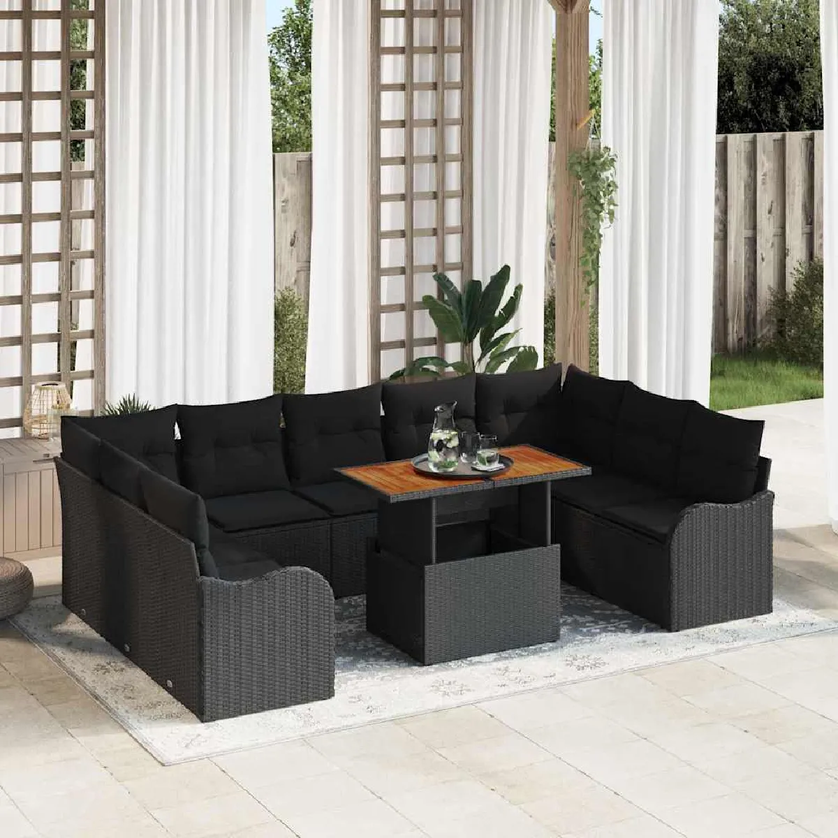 vidaXL Set de Canapé de Jardin 6 pièces avec Coussins en Rattan Poly - vue 9