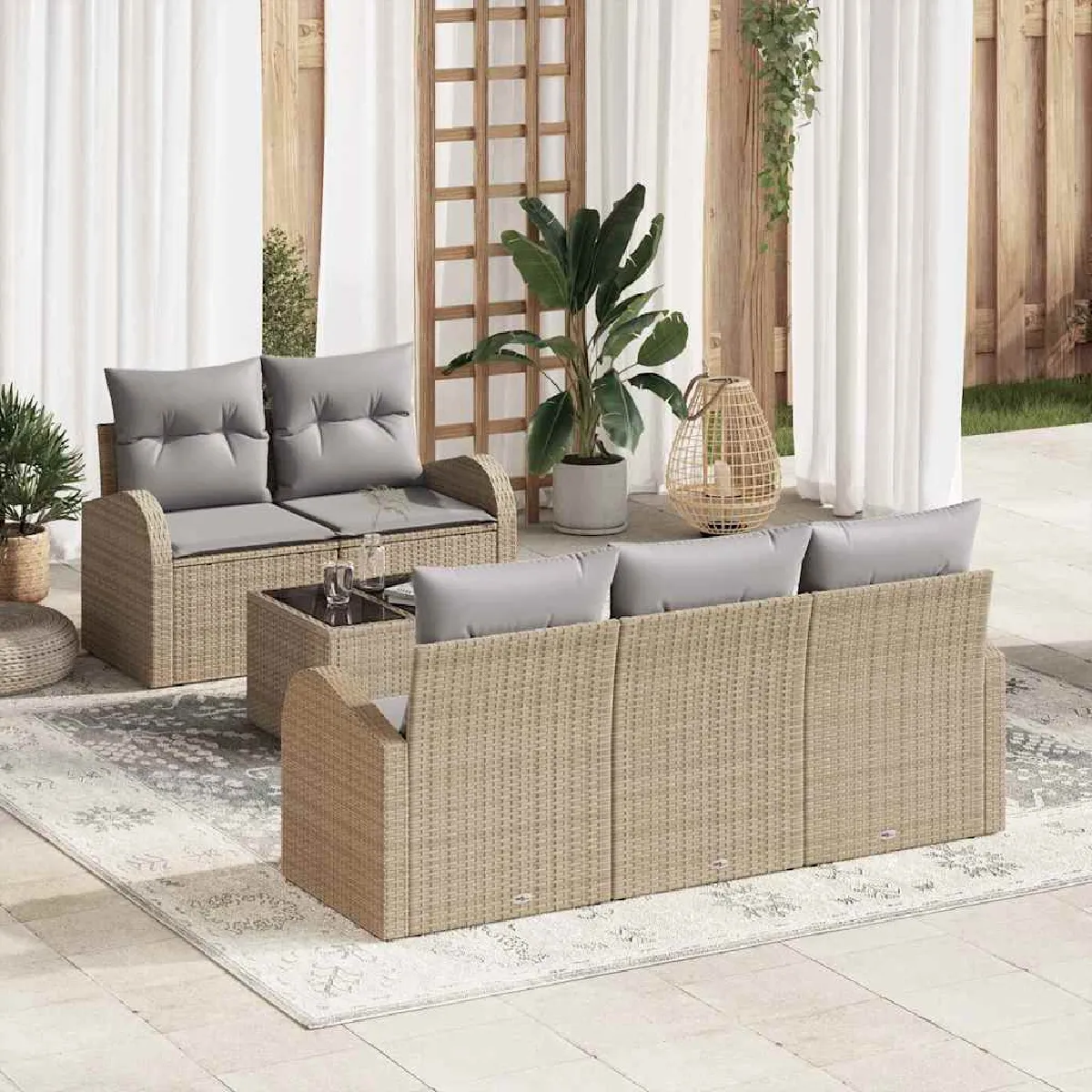 vidaXL Ensemble de canapé de jardin avec coussin 6 pcs et - vue 2