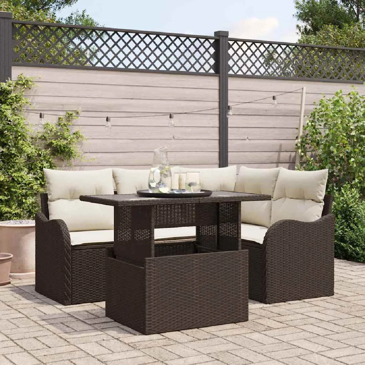 vidaXL Ensemble de canapé de jardin 5 pcs Poly Rattan