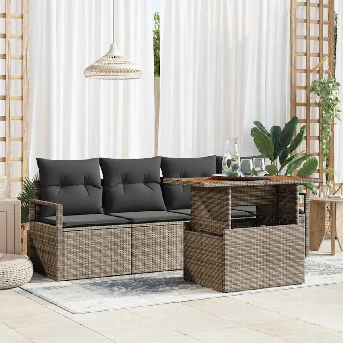 vidaXL - Ensemble de Canapés de Jardin - 5 Pièces - Gris - Image 2