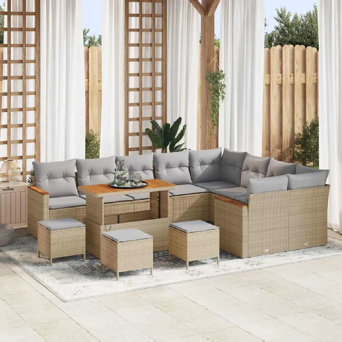 vidaXL Ensemble de canapé de jardin 13 pcs Poly Rattan - vue 2