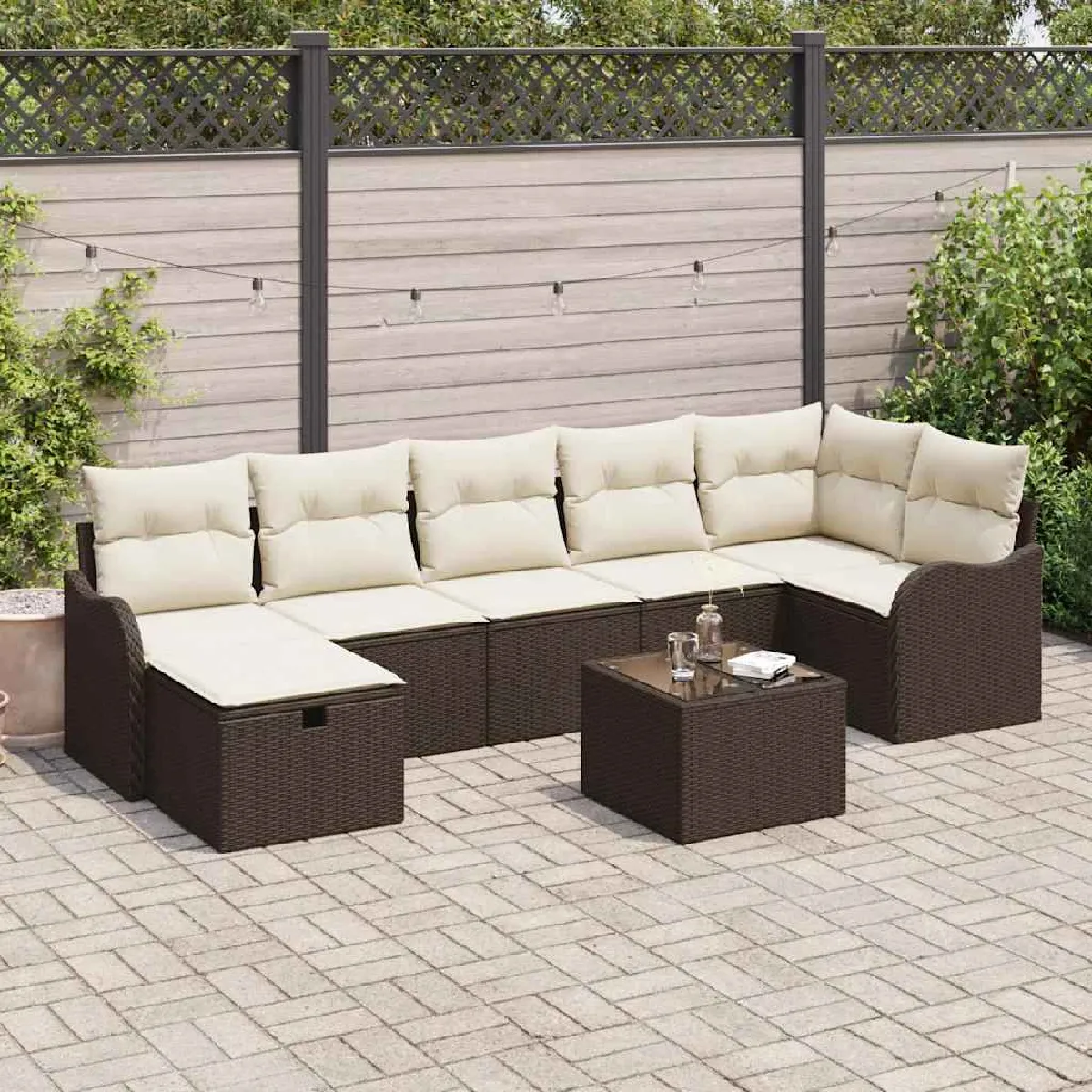 vidaXL Ensemble de canapé de jardin 8 pcs Poly rotin - vue 9