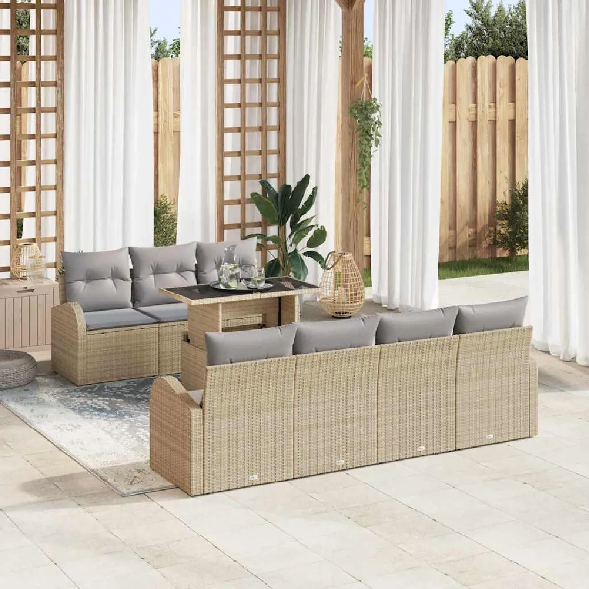 Ensemble de Canapé de Jardin 8 pièces avec Coussins Poly Rattan Canapé de Jardin 2 places avec Rangement et Coussins 3357144 - vue 6