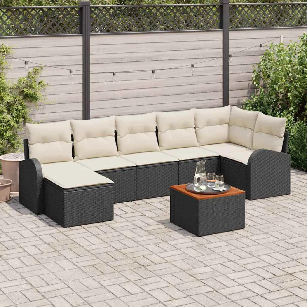 vidaXL Ensemble de canapé de jardin 8 pcs Noir Poly rotin