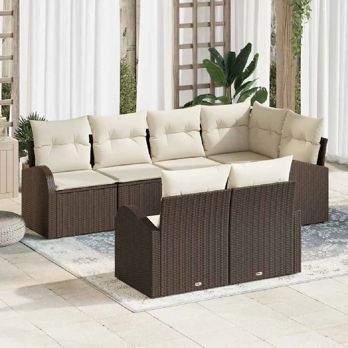 vidaXL Ensemble de canapé de jardin 7 pcs et Poly rotin - vue 6