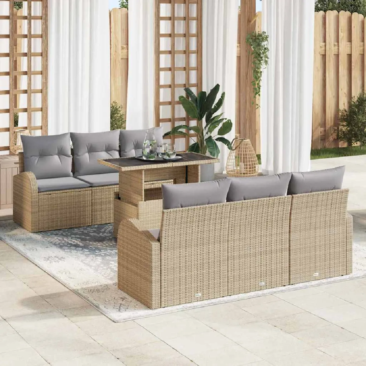 vidaXL Ensemble de canapé de jardin 7 pcs Poly Rattan - vue 3