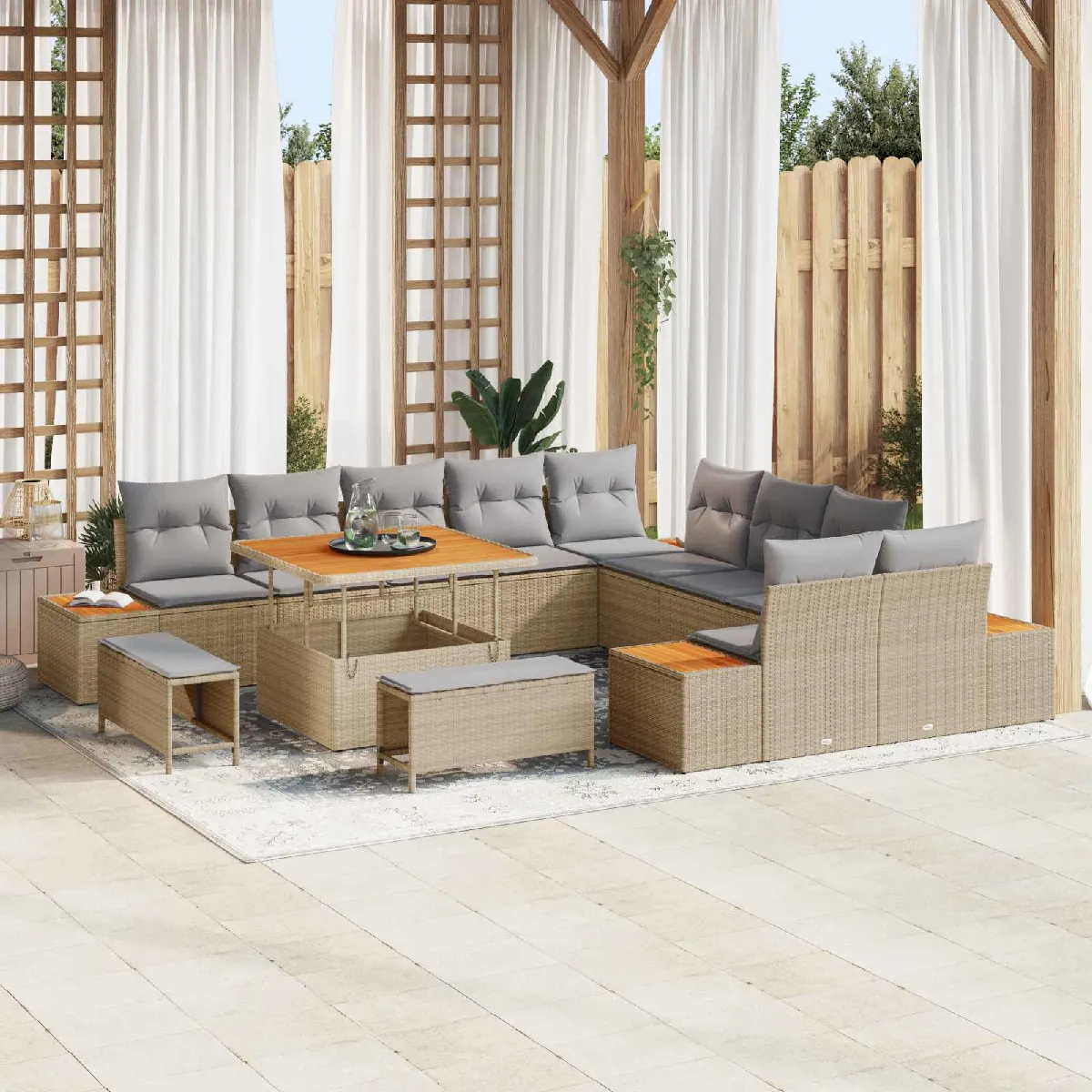vidaXL Ensemble de canapé de jardin 13 pcs et - vue 6